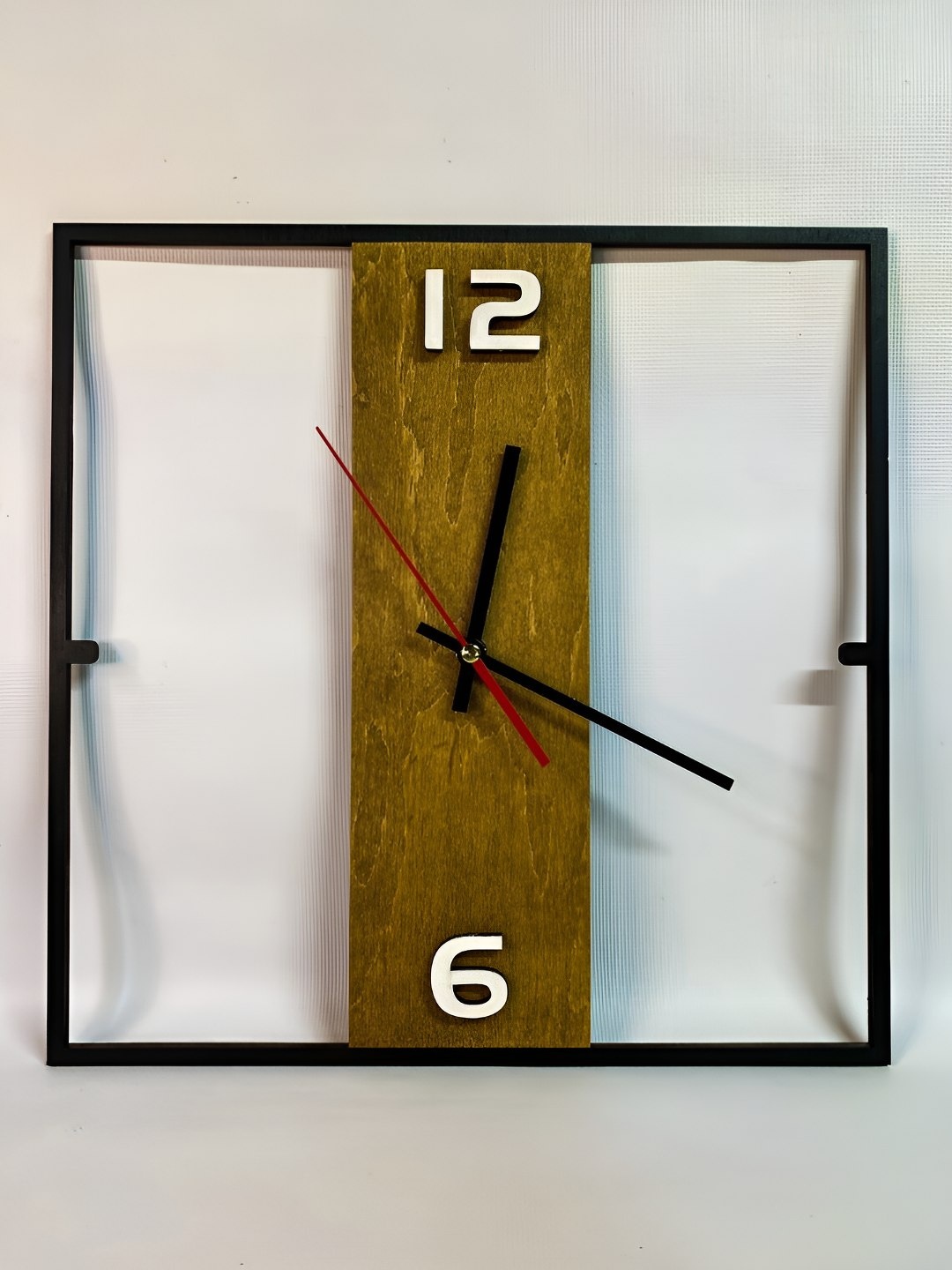 

QEZNEF Black & Brown Square Analogue Wooden Wall Clock Without Glass