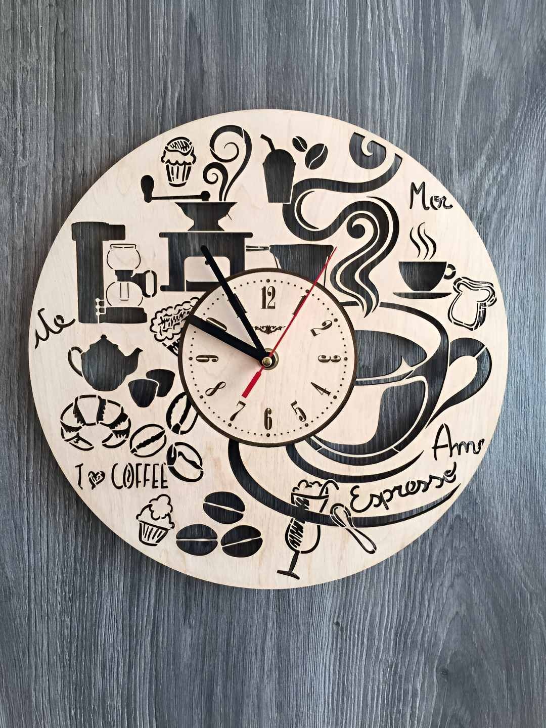 

QEZNEF Beige & Brown Textured Round Shaped Wooden Contemporary Wall Clock