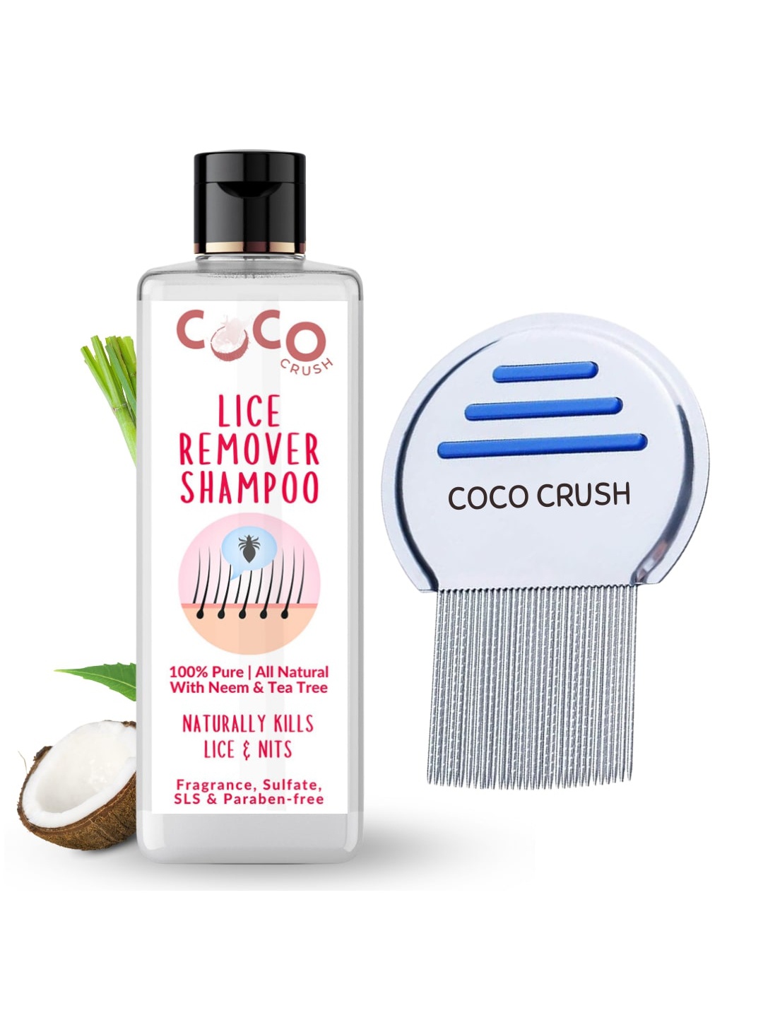 

Coco Crush Lice Remover Shampoo 200 ml With Comb, Transparent