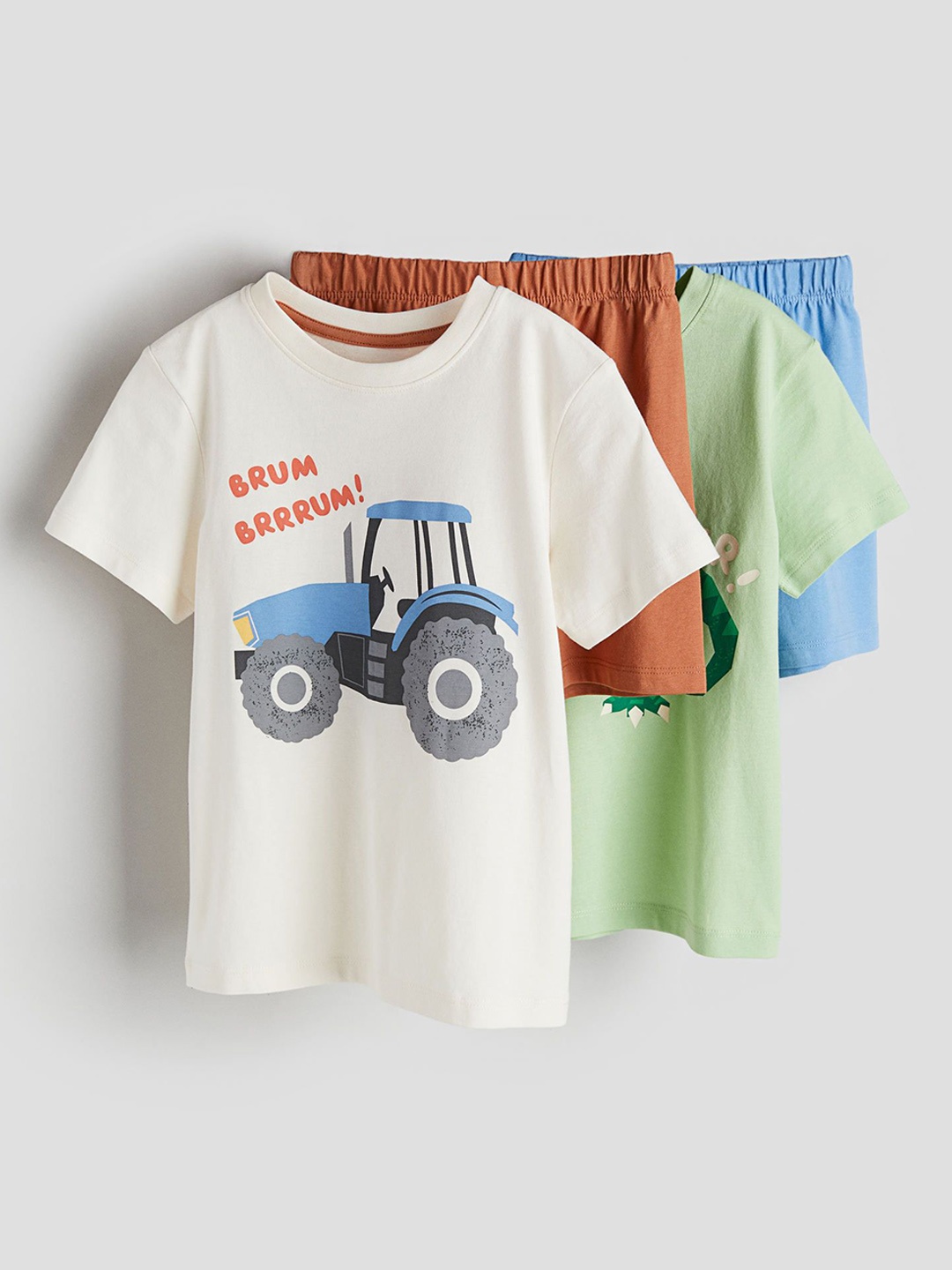 

H&M Boys Pack Of 2 Printed Pure Cotton Night suits, White