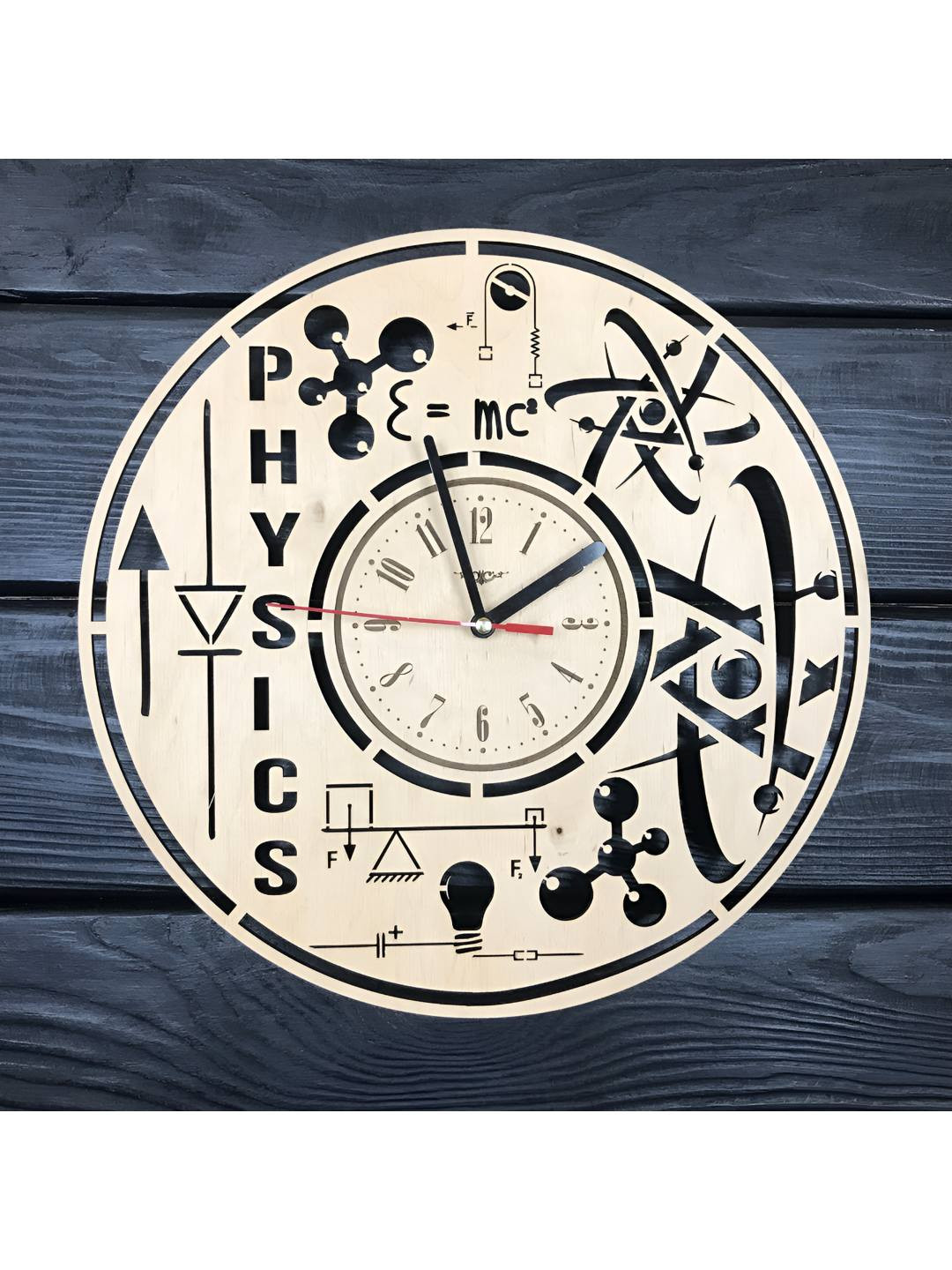 

QEZNEF Beige & Black Textured Analogue Contemporary Round Shaped Wooden Wall Clock