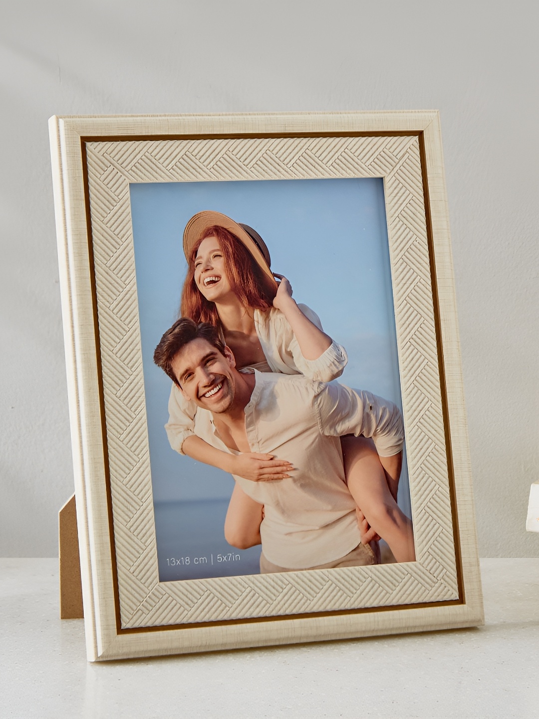 

Home Centre Photomontage Beige MDF Table Photo Frames