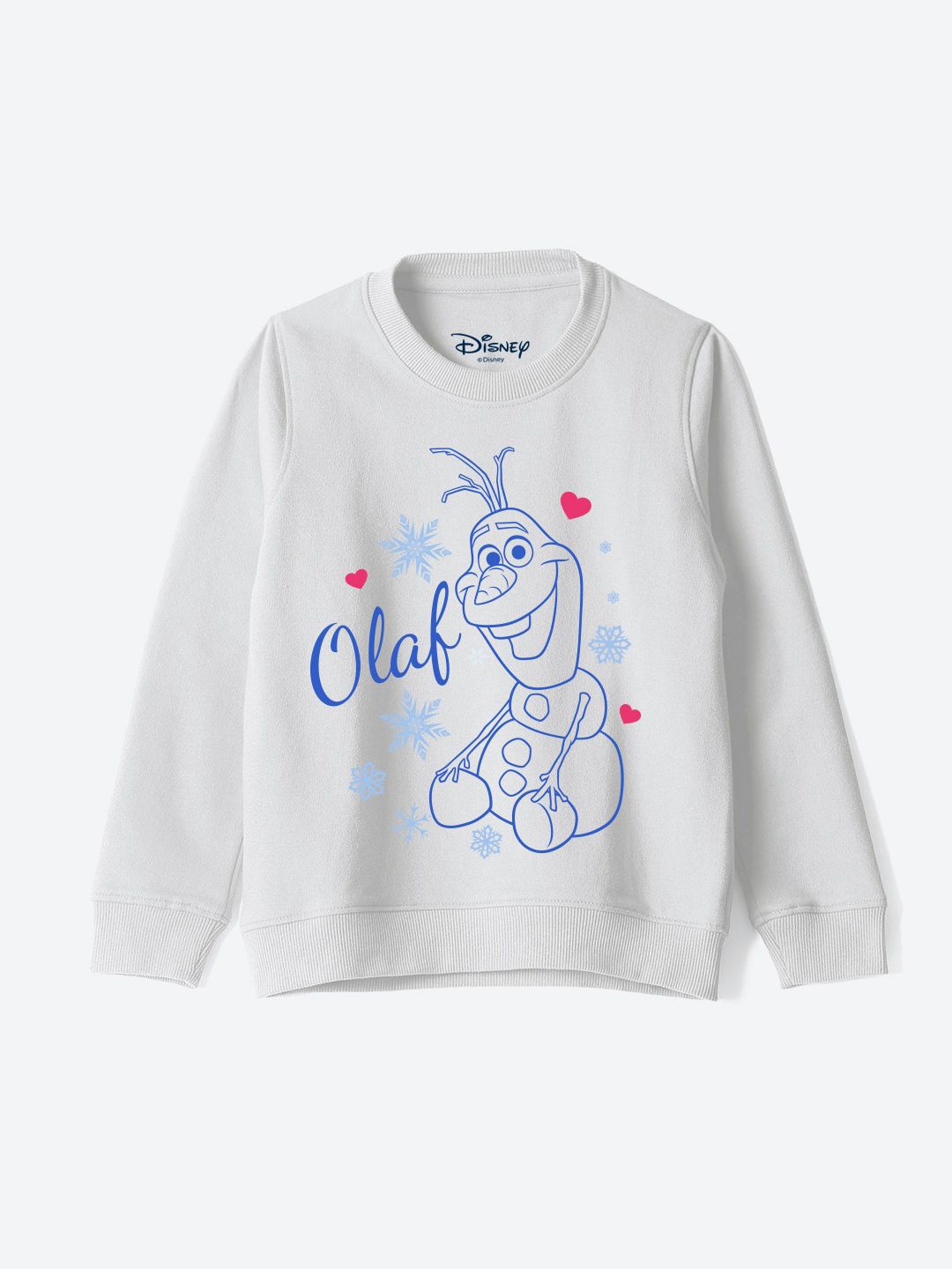 

YK Disney Girls Graphic Printed Round Neck Cotton Pullover Sweatshirt, White