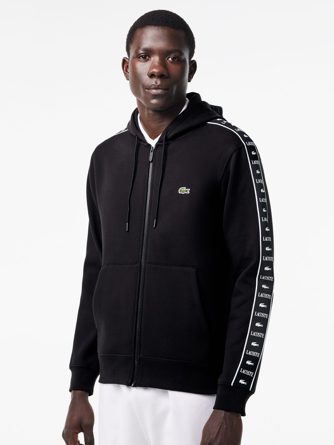 

Lacoste Men Hooded Front-Open Sweatshirt, Black
