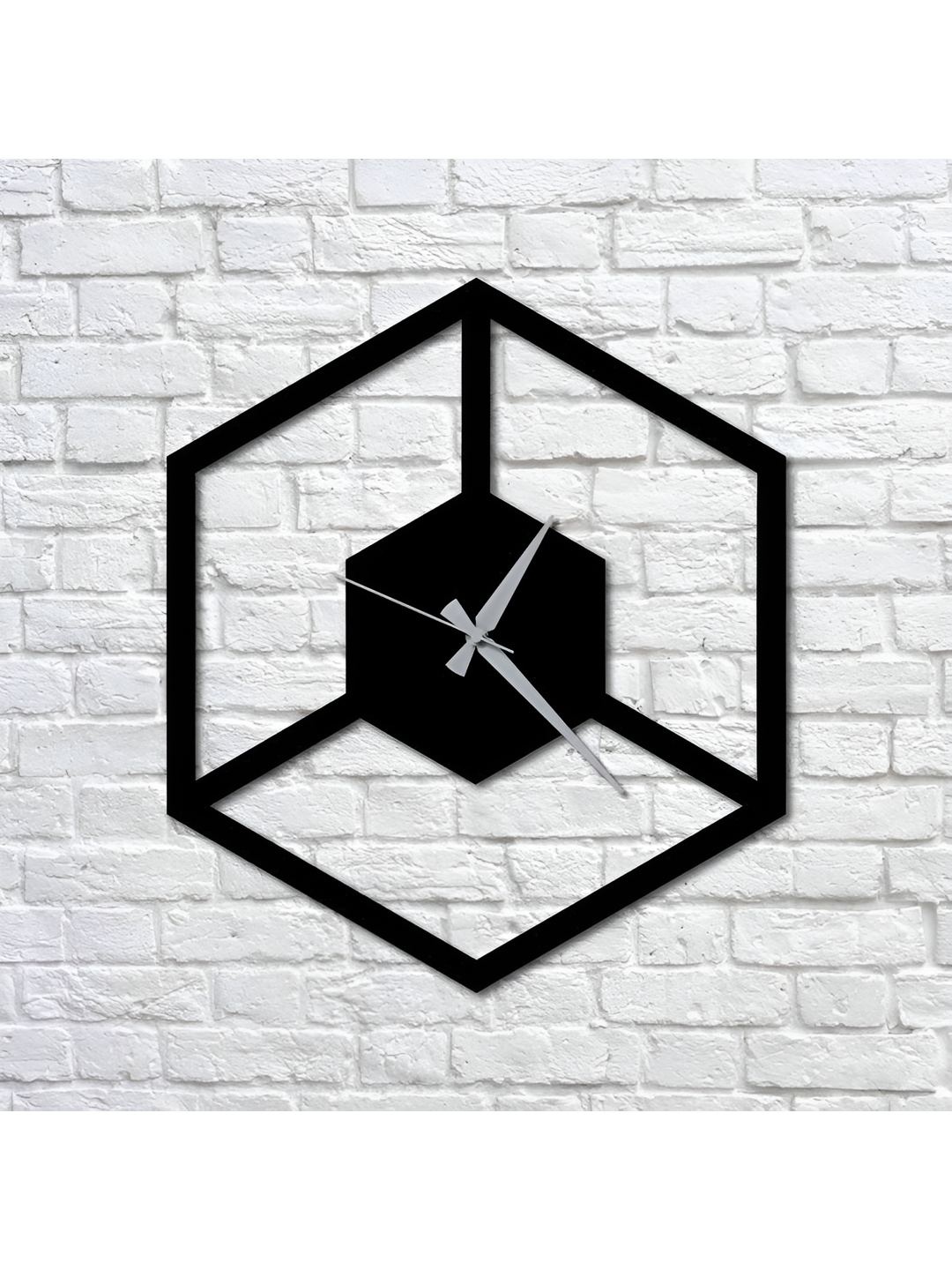 

QEZNEF Black & Grey Contemporary Geometric Shaped Wooden Wall Clock