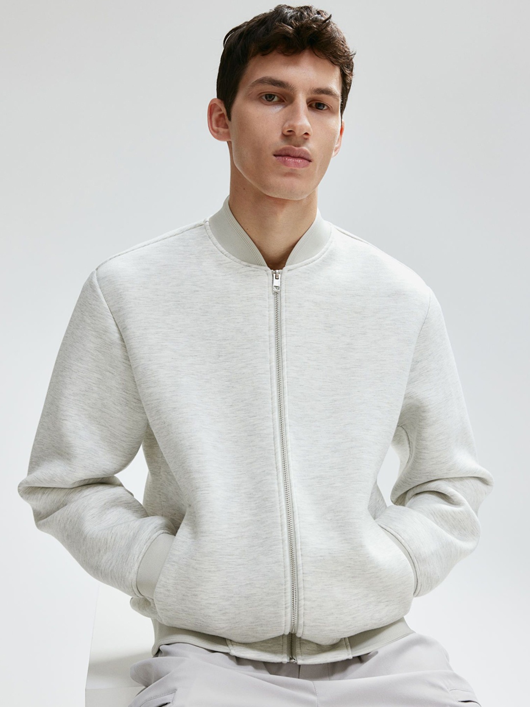 

H&M Jersey Bomber Jacket, Grey