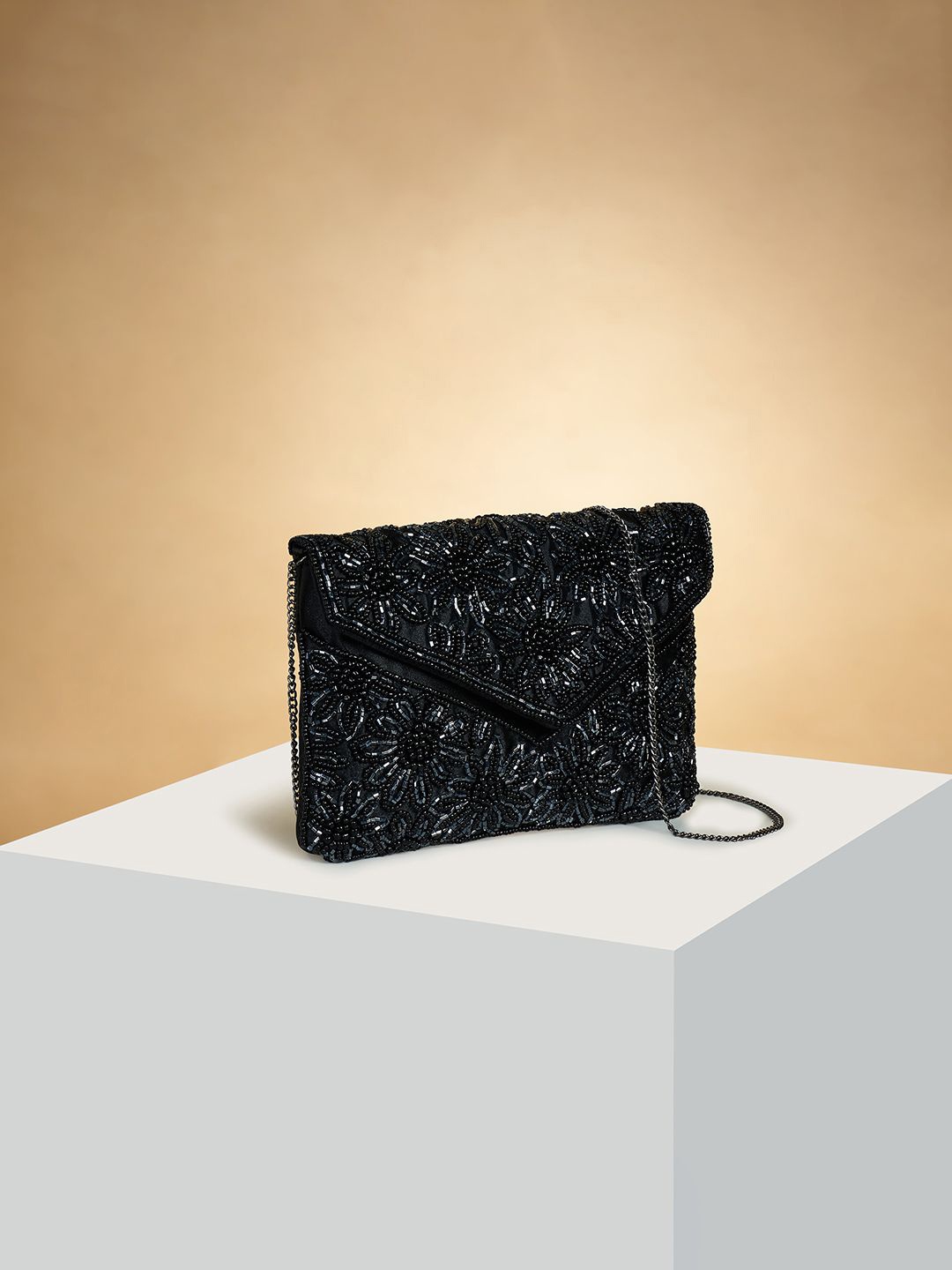 

Forever Glam by Pantaloons Embroidered Envelope Clutch, Black