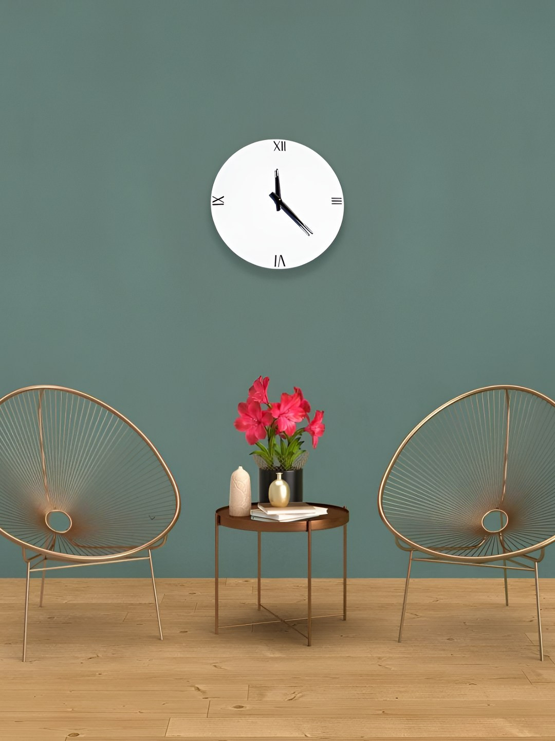 

QEZNEF White & Black Round Shaped Analogue Wooden Wall Clock