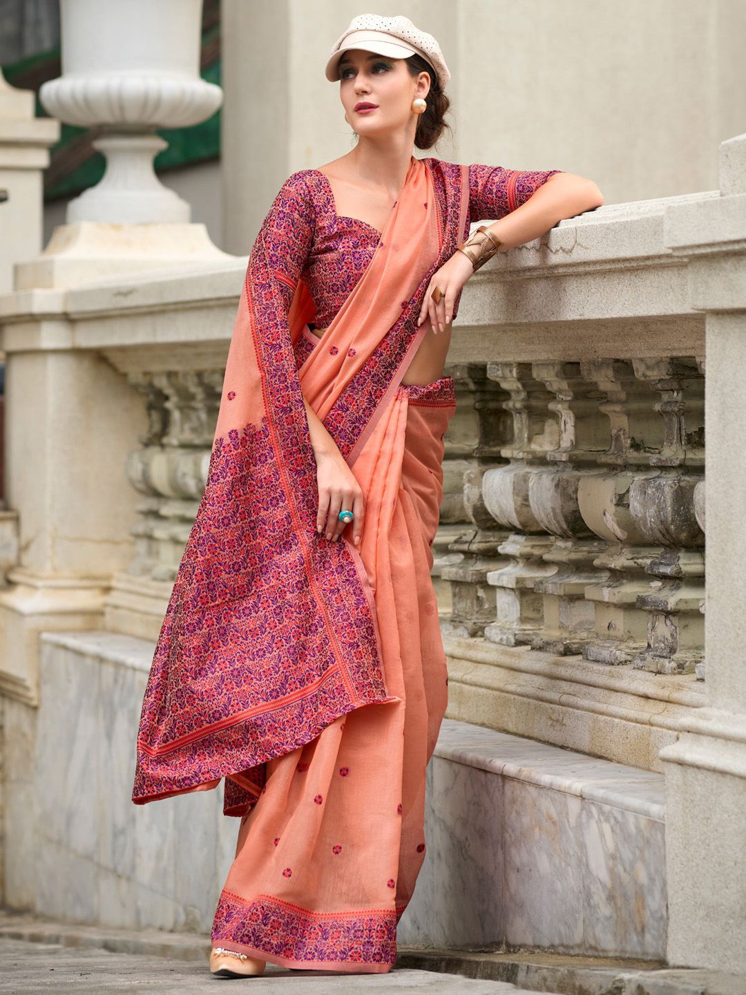 

Anouk Ethnic Motifs Woven Design Festive Wear Saree, Peach