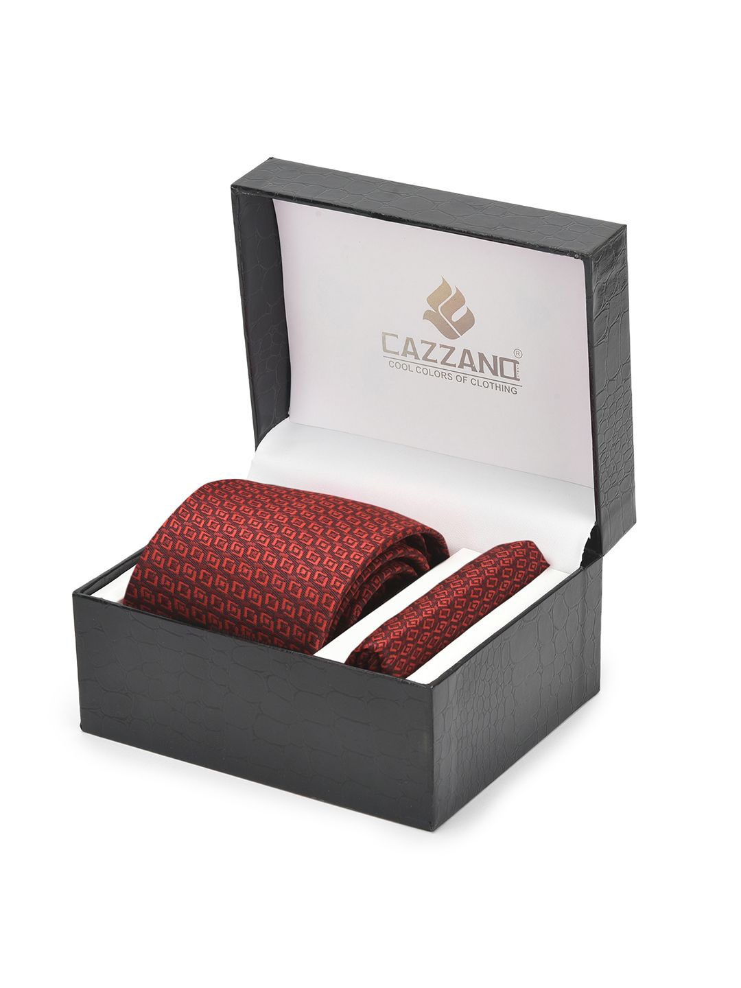 

Cazzano Men Accessory Gift Set Of Tie and Pocket Square, Maroon