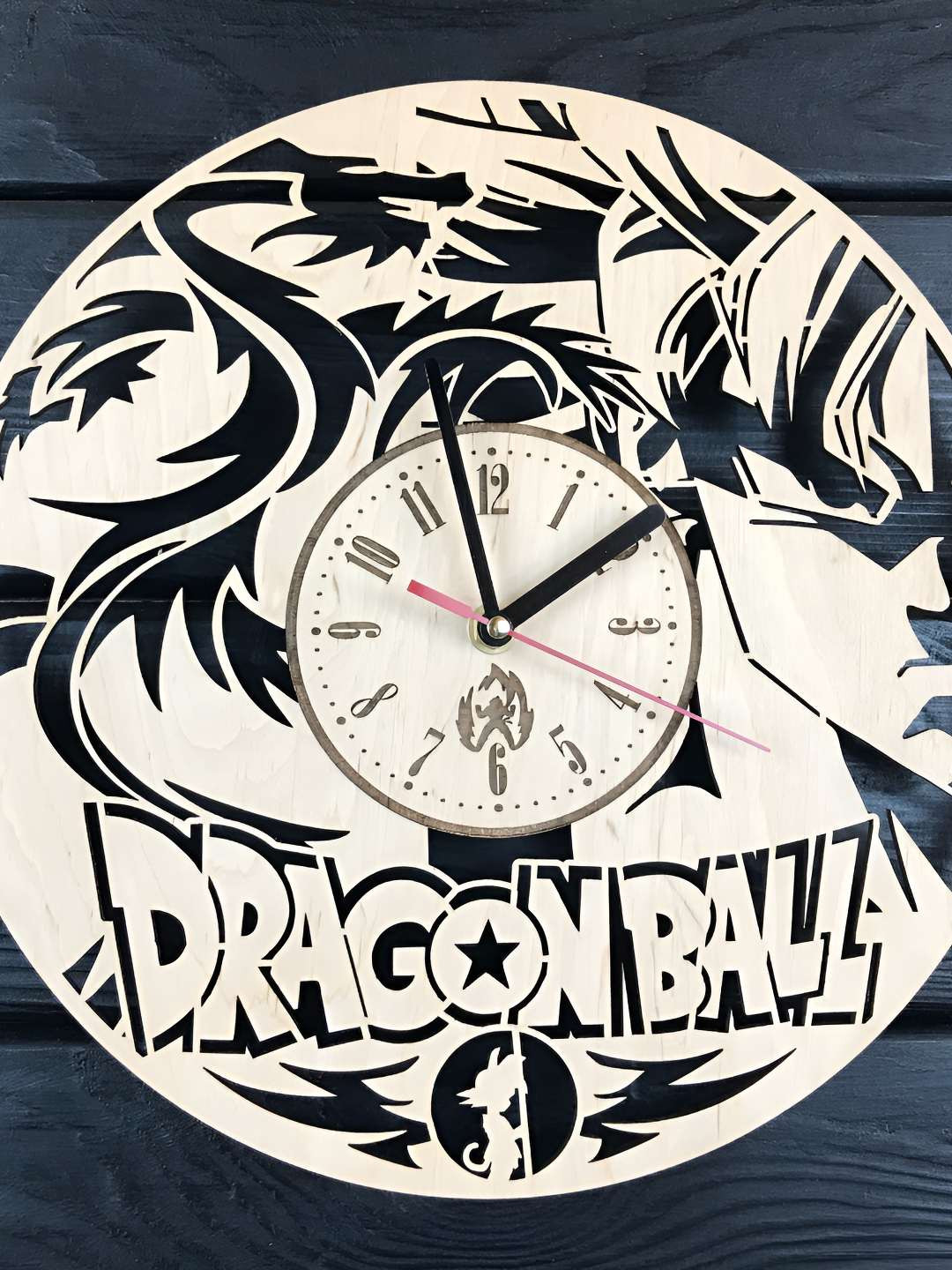 

QEZNEF Beige and Black Wooden Printed Analogue Contemporary Wall Clock