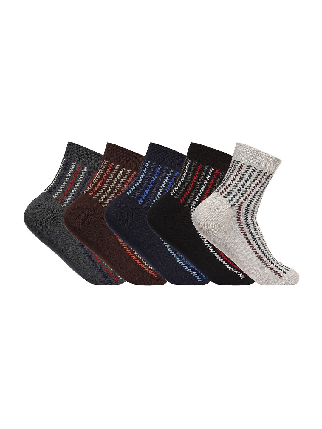 

VINENZIA Men Pack Of 5 Assorted Patterned Ankle Length Socks