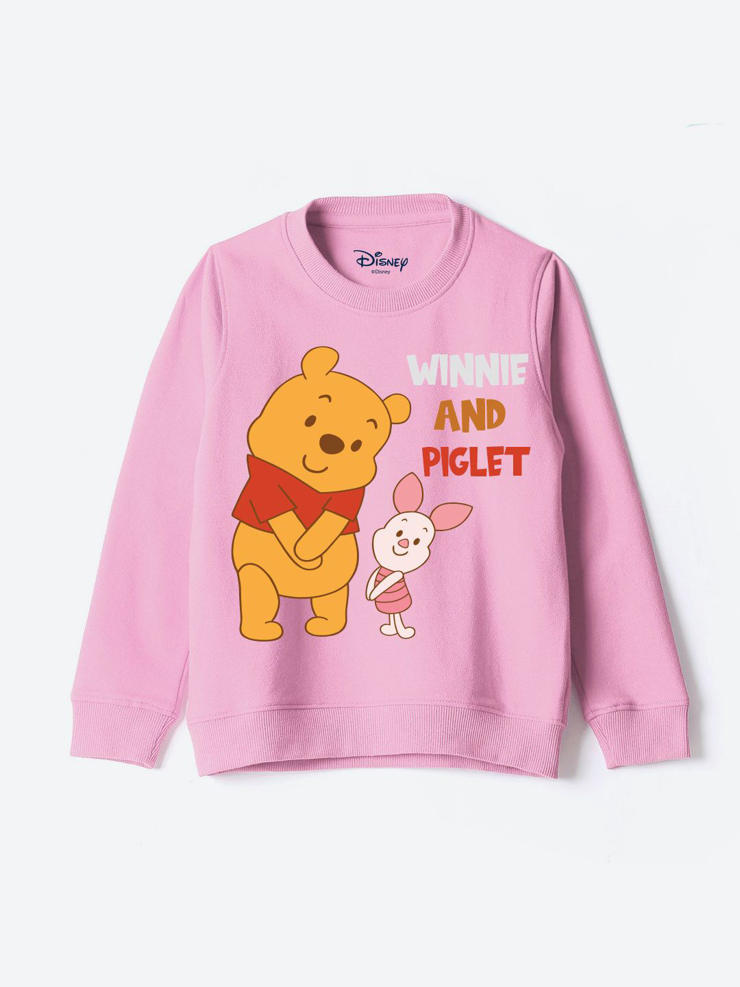 

YK Disney Unisex Kids Graphic Printed Round Neck Cotton Pullover Sweatshirt, Pink