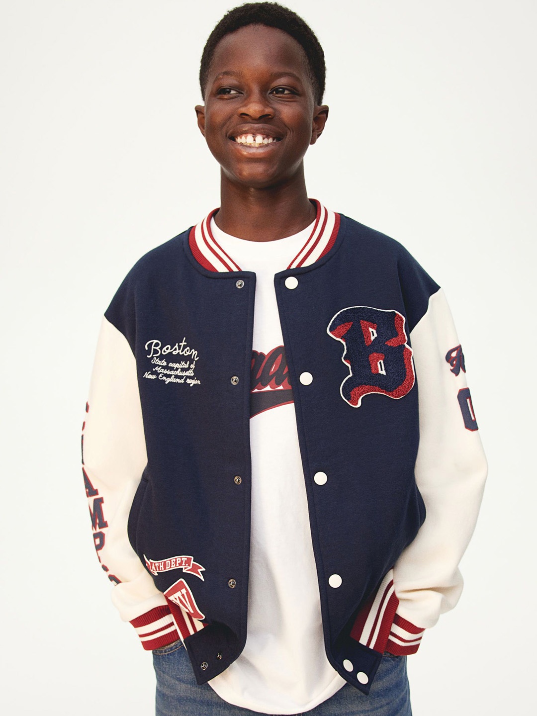 

H&M Boys Sweatshirt Baseball Jacket, Blue
