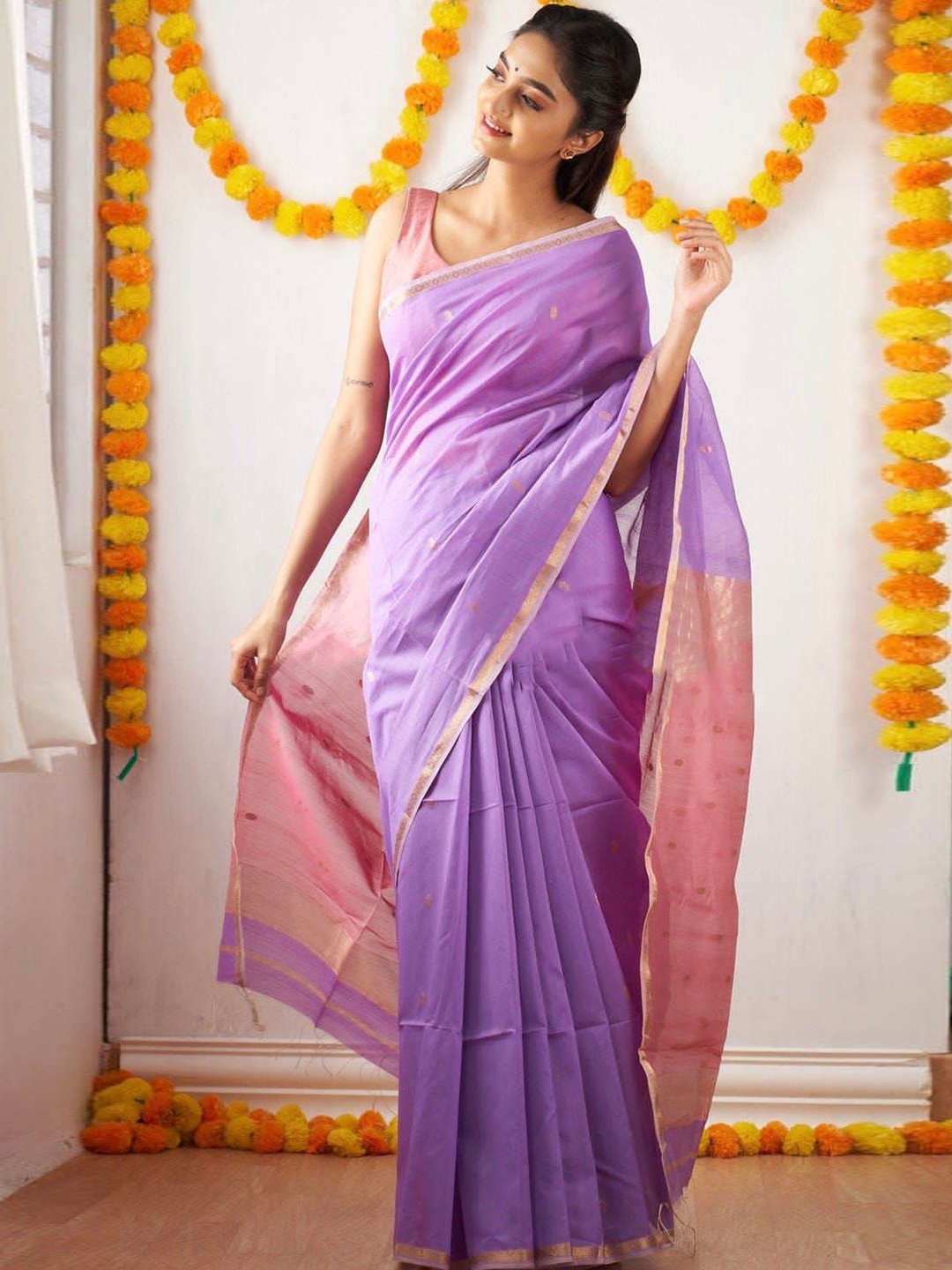 

Kriyansh Woven Design Zari Banarasi Saree, Lavender