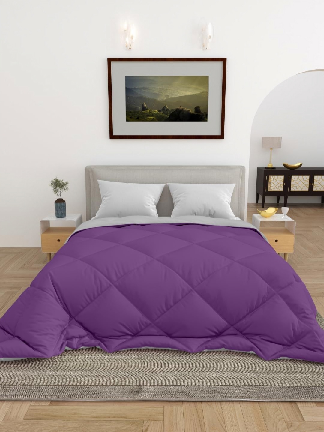 

CHICERY Purple & Grey Heavy Winter Single Bed Comforter