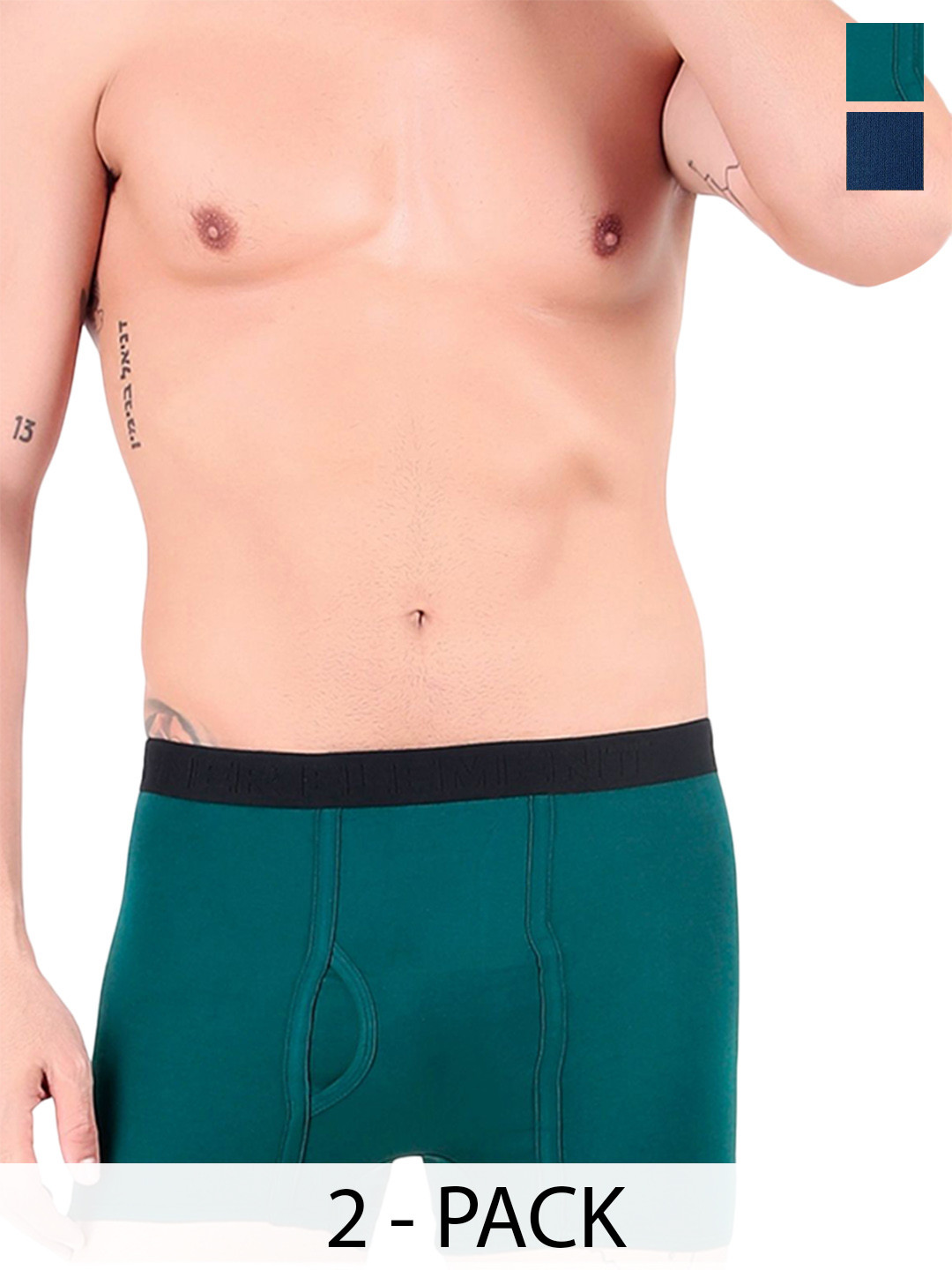 

inner element Pack Of 2 Pure Cotton Trunks MINI_TRUNK_Teal_Navy_PK2_XS, Navy blue