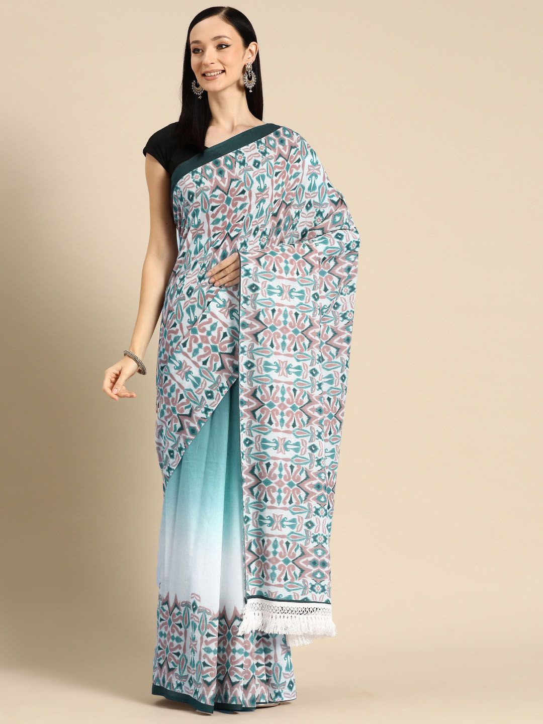 

BUTA BUTI Pure Cotton Saree, Blue