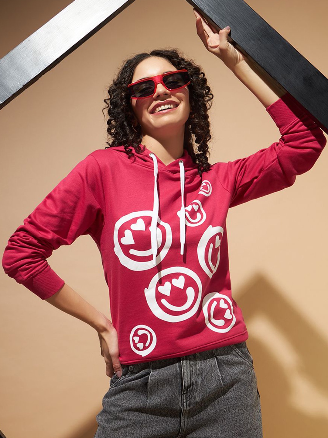 

The Dry State Women Graphic Printed Hood Cotton Pullover Sweatshirt, Violet