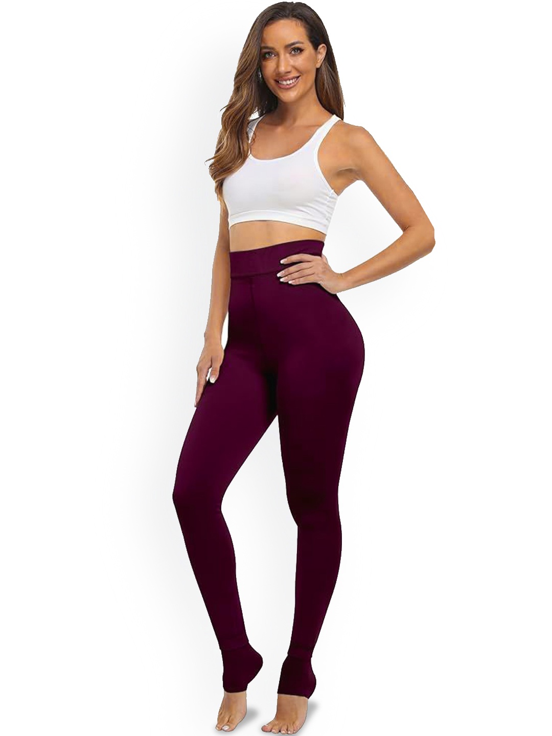 

BRACHY Women Thermal Ankle Length Winter Leggings, Maroon