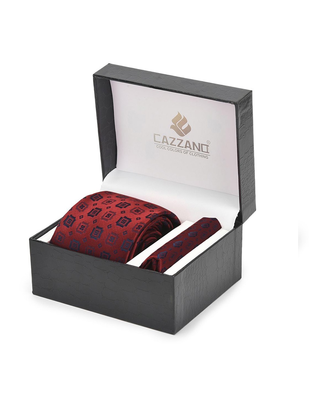 

Cazzano Men Accessory Gift Set Of Tie & Pocket Square, Maroon