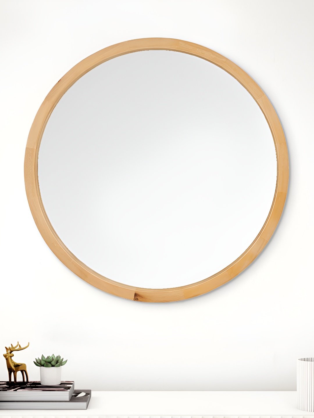 

Home Centre Brown Round Shape Wall Mirror