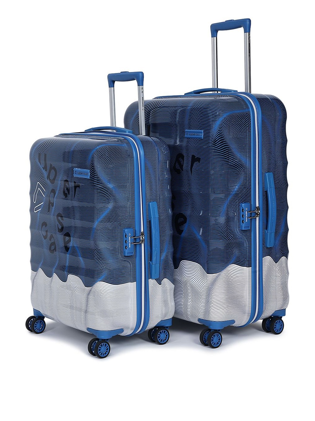 

uppercase Unisex Set Of 2 Printed Hard-Sided Trolley Bags, Blue