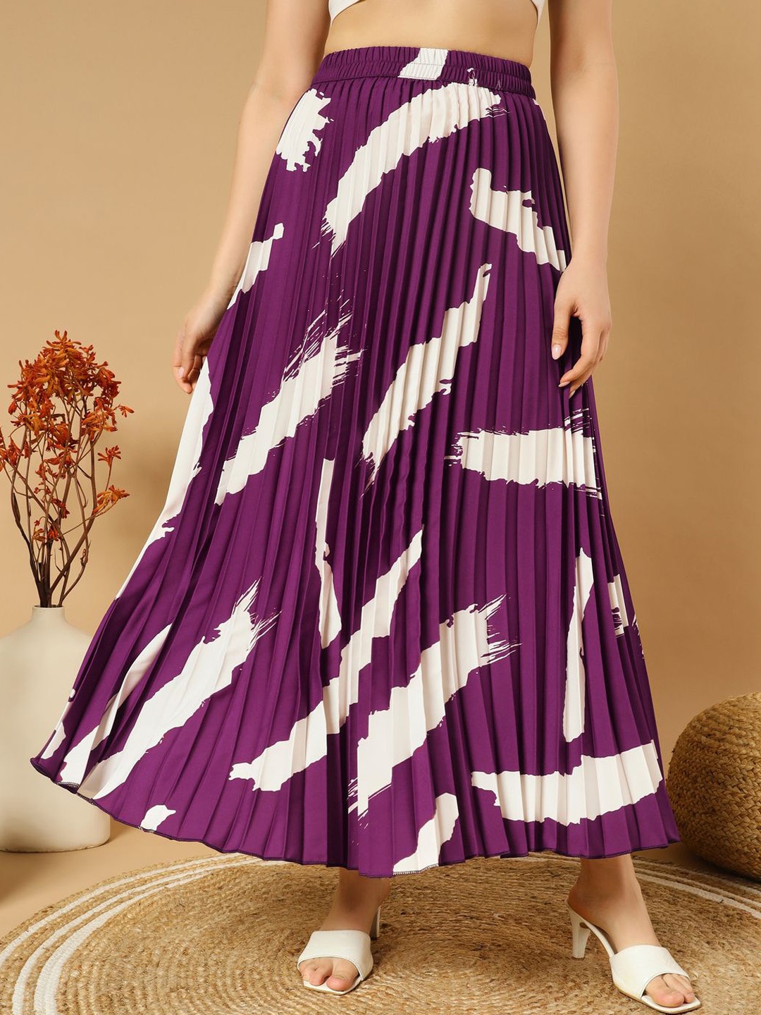 

ZWERLON Women Printed A-Line Maxi Skirts, Purple