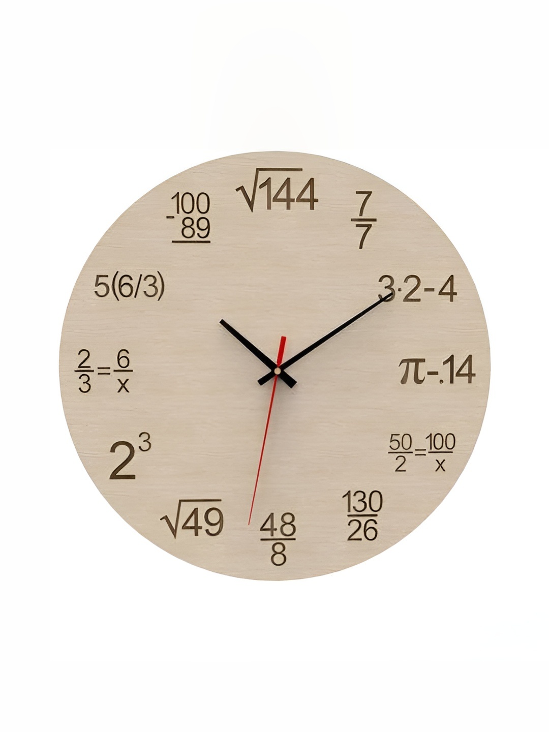 

QEZNEF Beige Textured Round Wooden Analogue Contemporary Wall Clock