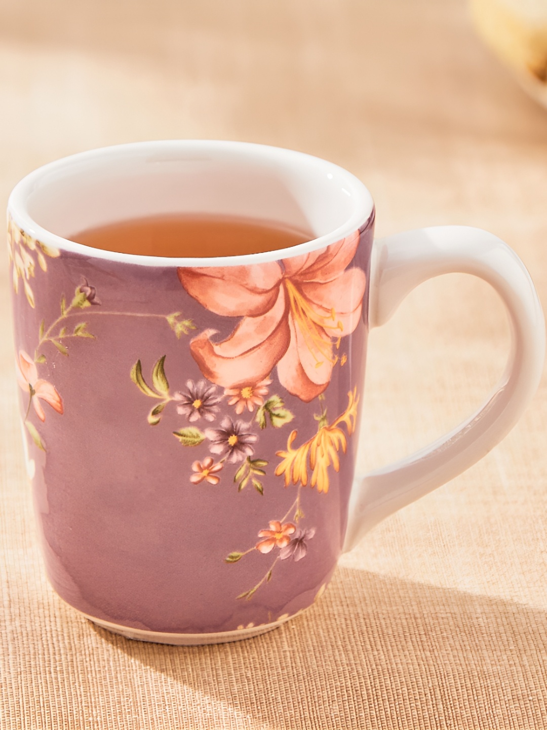 

Home Centre Purple & Red Floral Printed Stoneware Matte Coffee Mug - 220ml