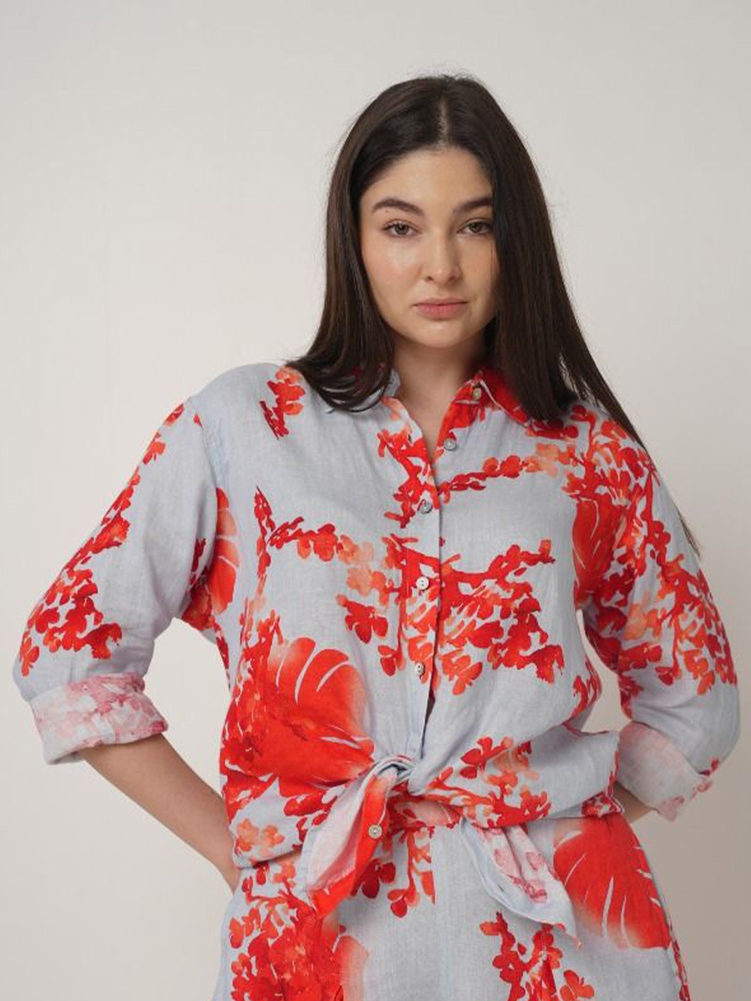 

Fabulous Women Premium Floral Opaque Printed Casual Shirt, Grey