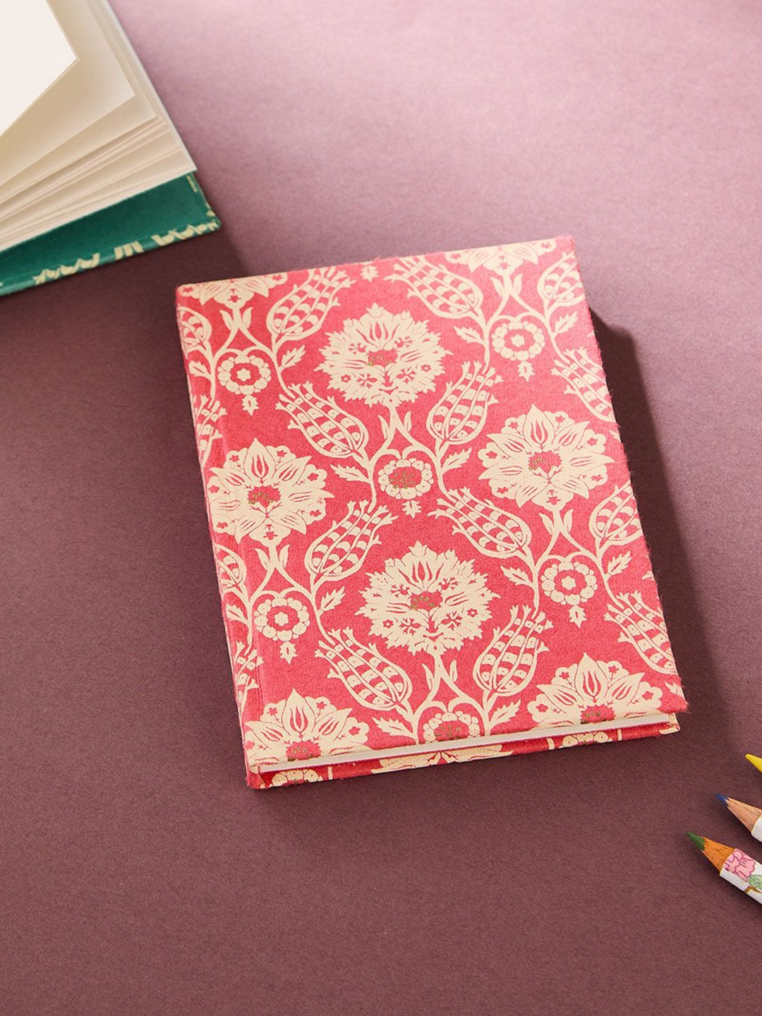 

Fabindia Self Design Printed Sarkhaab Notebook, Pink