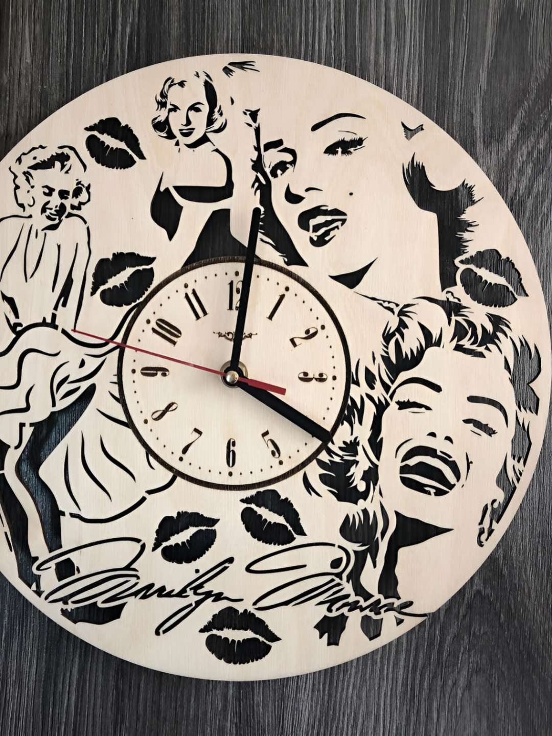

QEZNEF Beige & Black Printed Round Shaped Contemporary Analogue Wooden Wall Clock