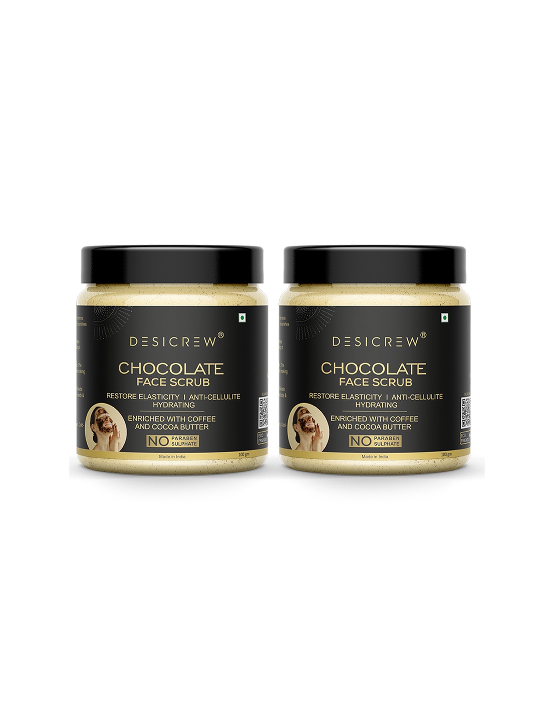 

Desi Crew Set Of 2 Chocolate Face Scrub With Coco Butter-100g Each, Brown