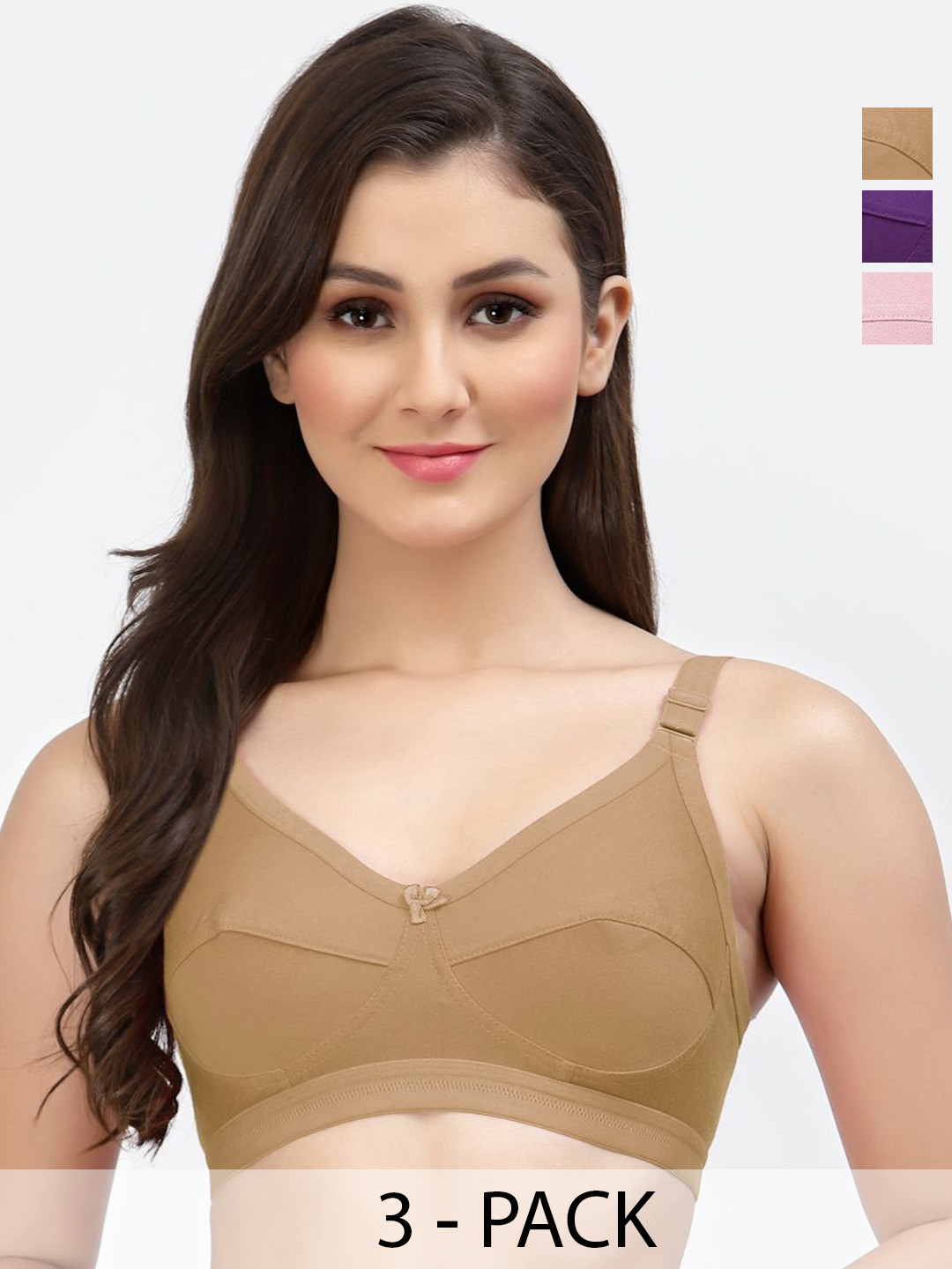 

SHYAM SONS FLAIR Pack Of 3 Women Full Coverage Underwired Bra, Beige