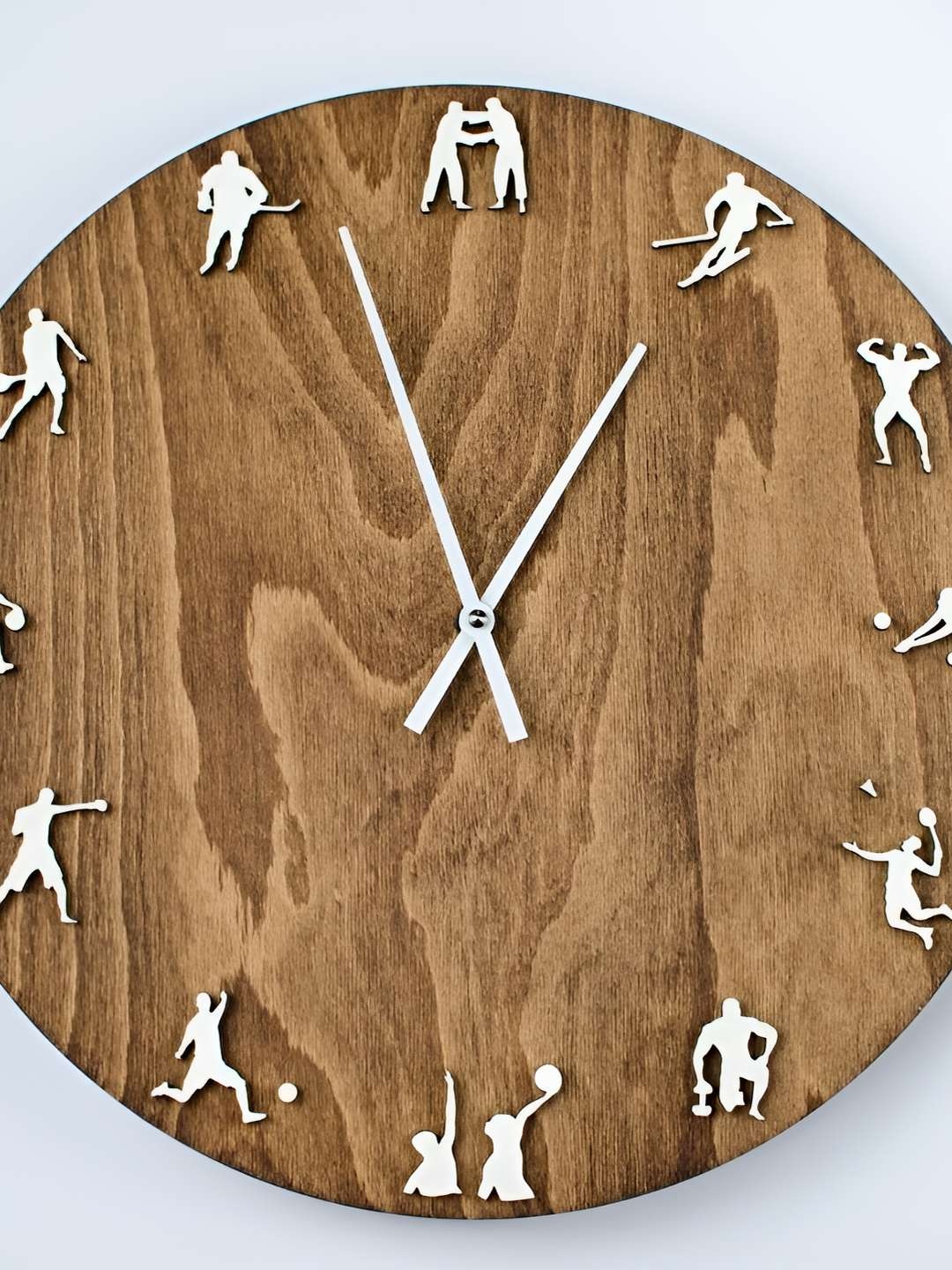 

QEZNEF White & Brown Round Analogue Wooden Wall Clock Without Glass