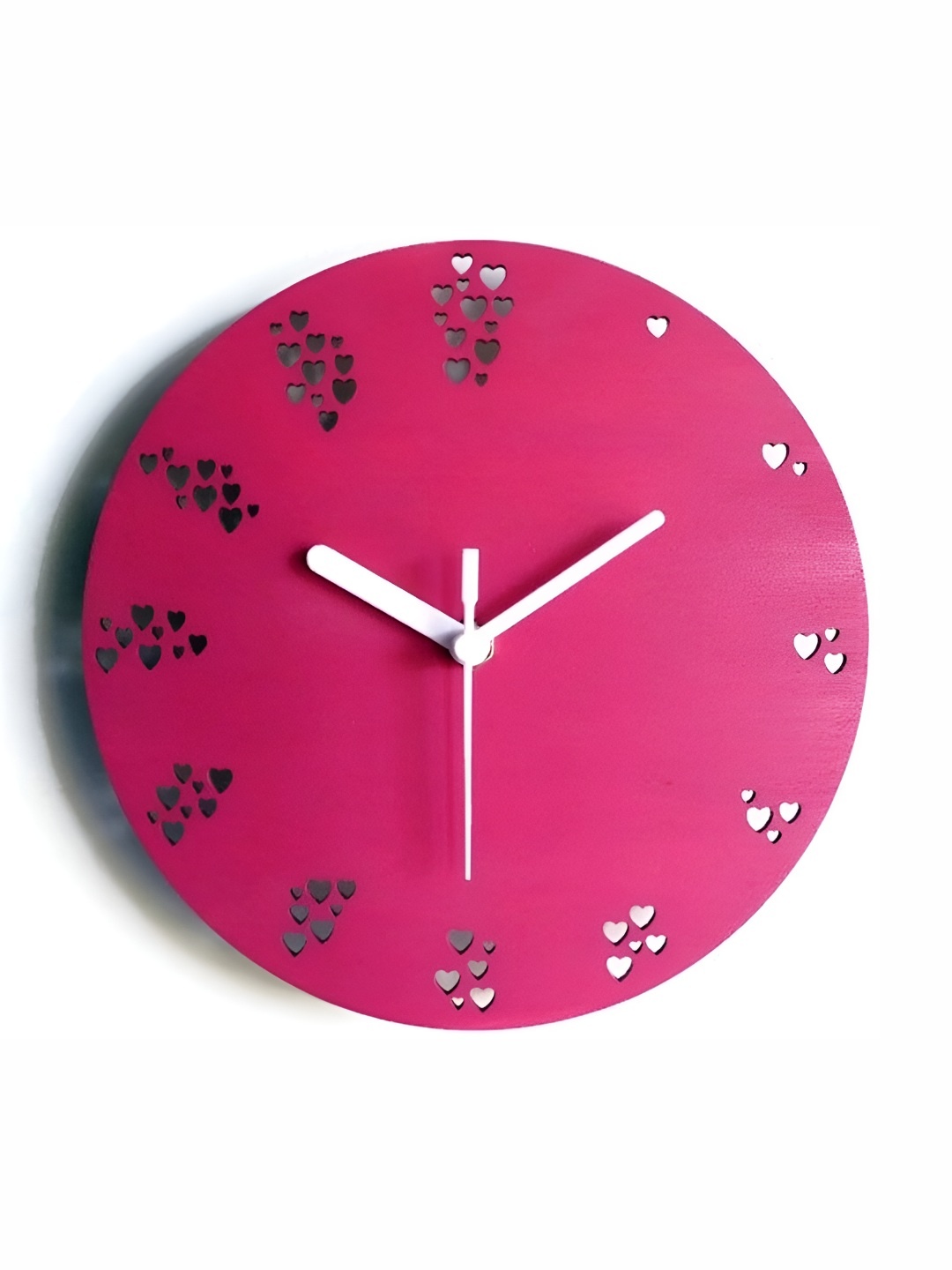 

QEZNEF Pink & White Round Shaped Contemporary Analogue Wooden Wall Clock