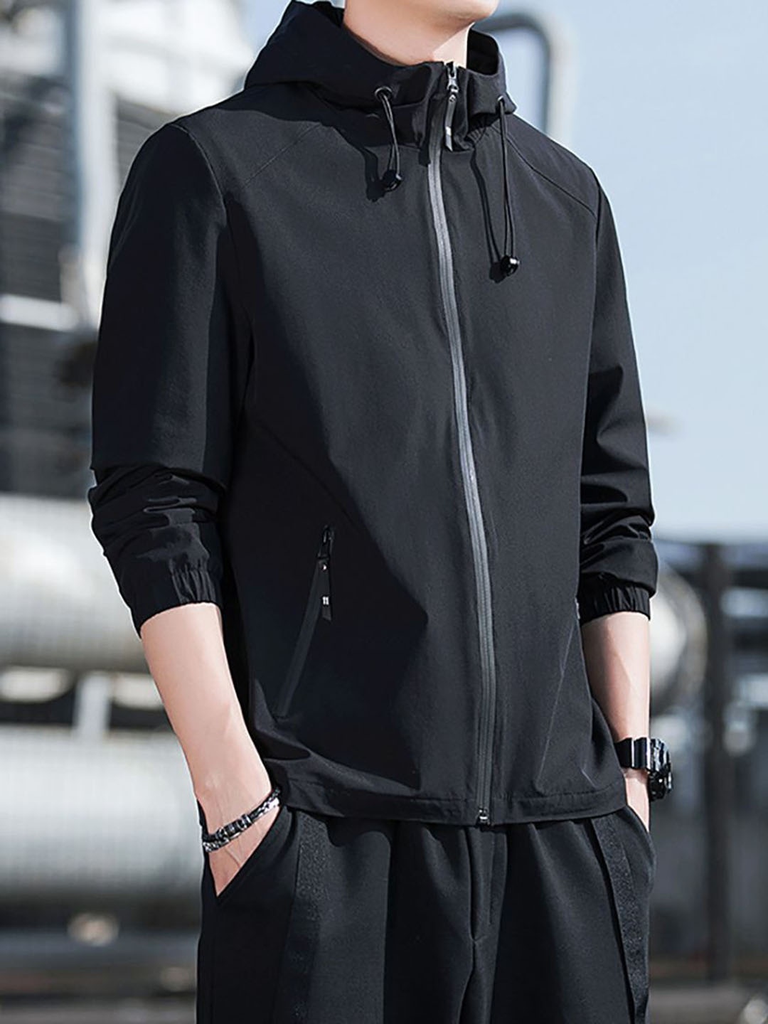 

StyleCast x Revolte Men Insulator Outdoor Open Front Jacket, Black