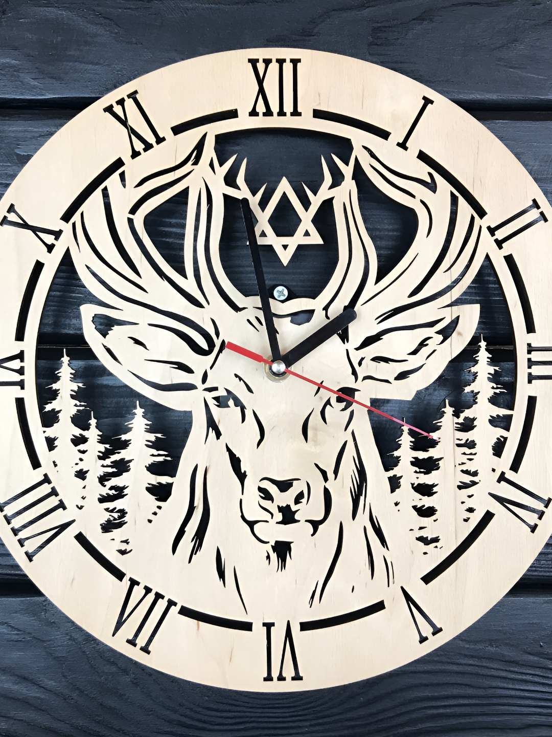 

QEZNEF Beige Printed Round Shaped Contemporary Analogue Wooden Wall Clock
