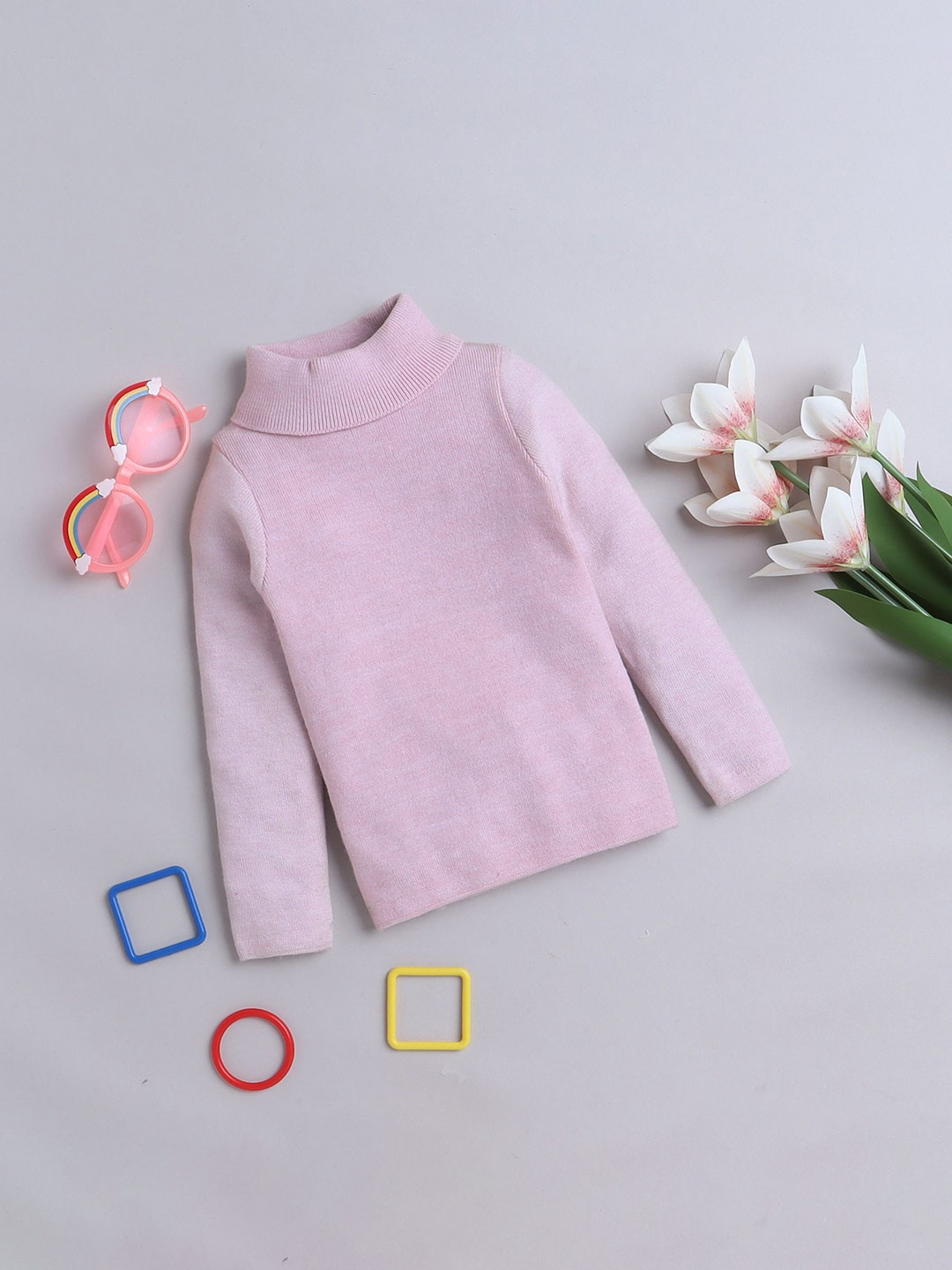 

Yellow Apple Girls Turtle Neck Pullover, Pink