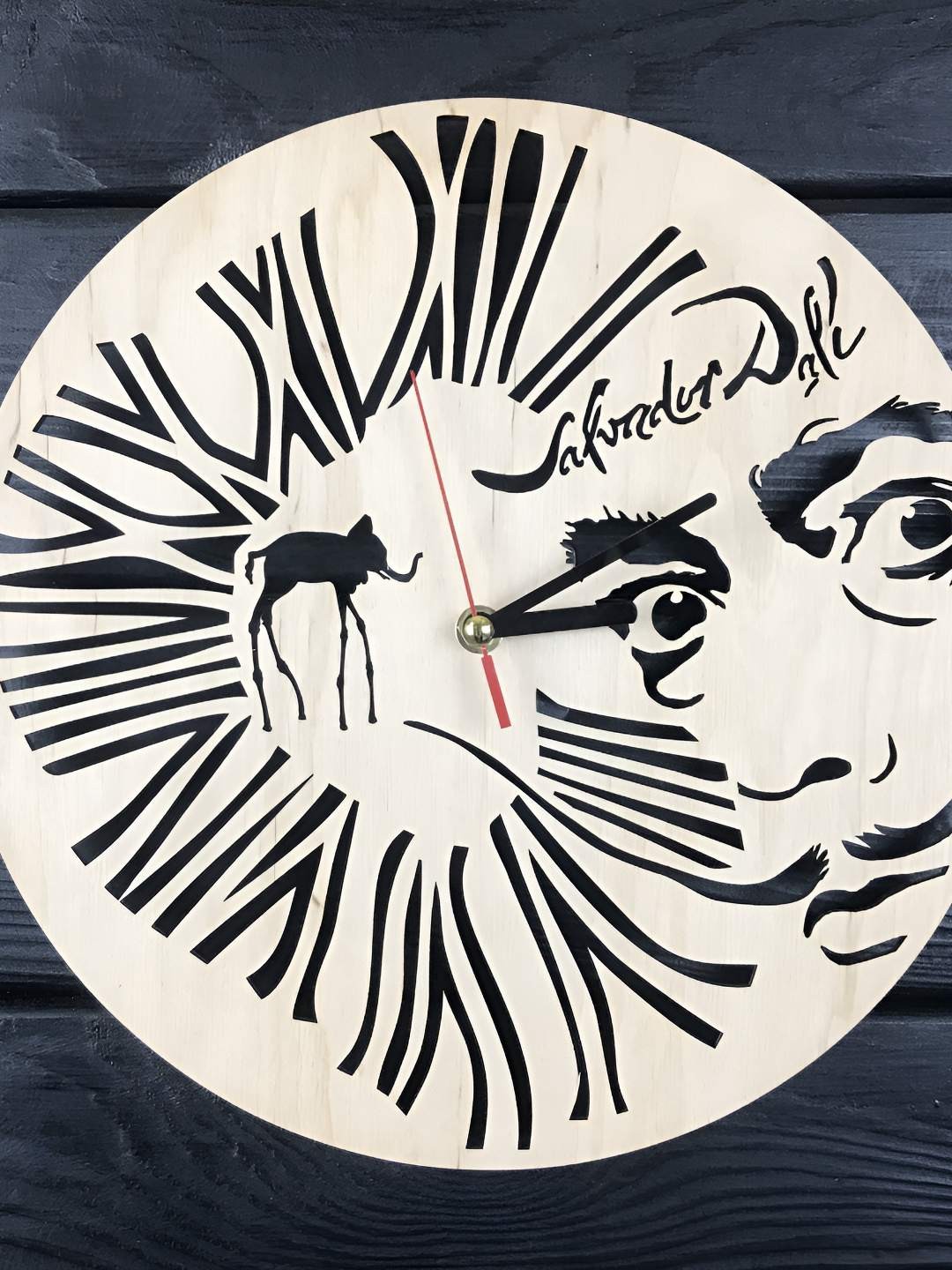 

QEZNEF Beige & Black Printed Round Shaped Contemporary Analogue Wooden Wall Clock