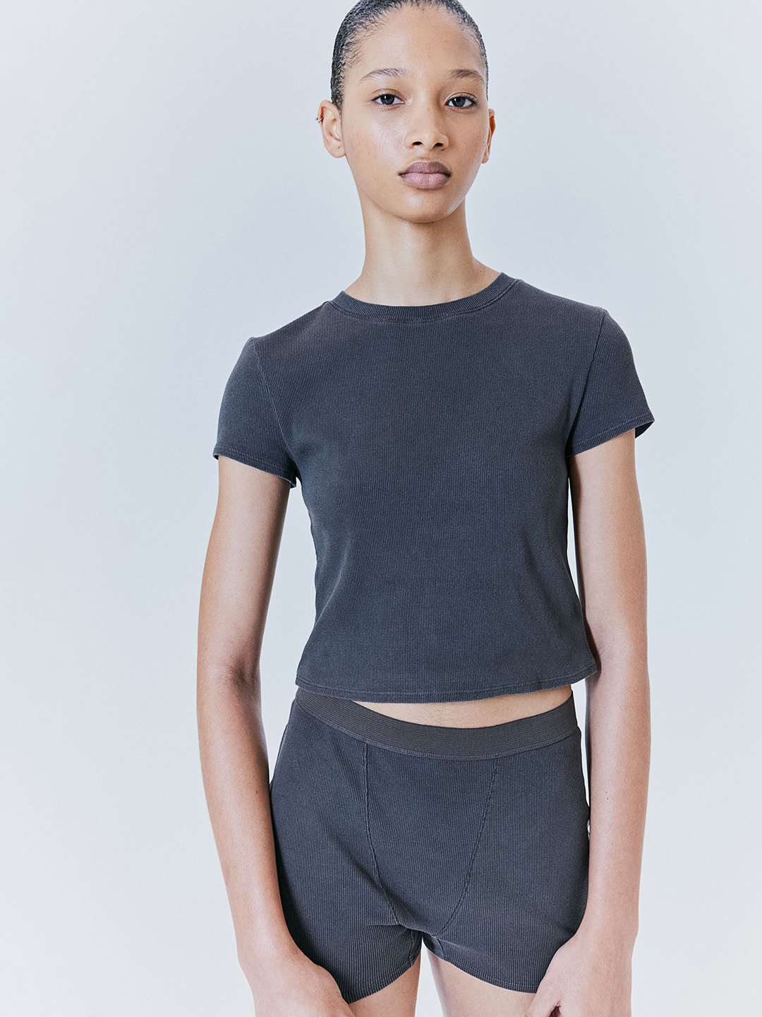 

H&M Round Neck Night Suits, Grey