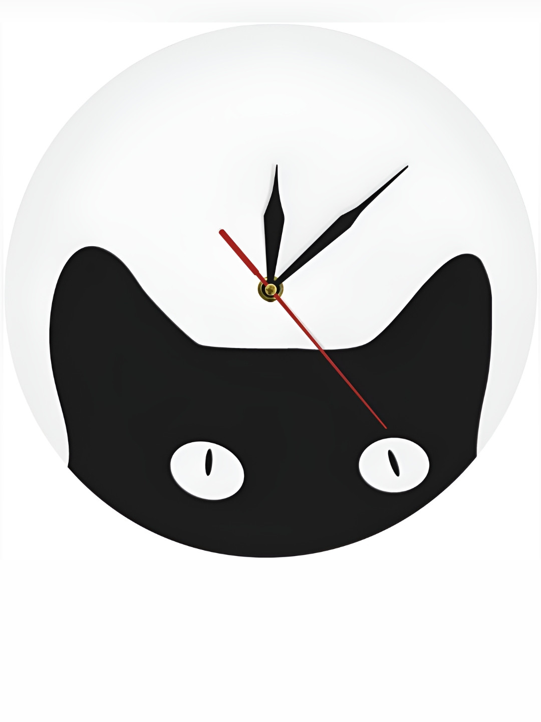 

QEZNEF White & Black Printed Round Analogue Wooden Wall Clock Without Glass