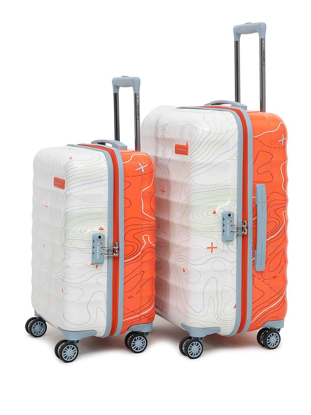 

uppercase Topo Set Of 2 Printed Hard-Sided Trolley Bags, White