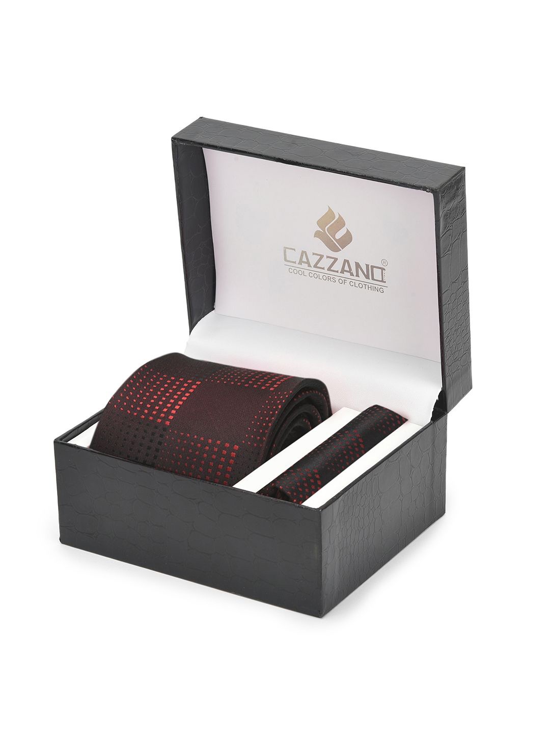 

Cazzano Men Accessory Gift Set Of Tie and Pocket Square, Maroon