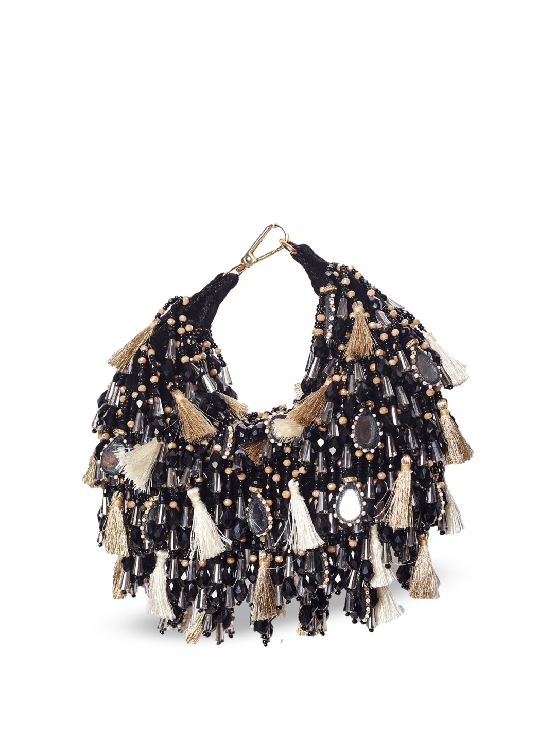 

Forever Noor Embellished Suede Bucket Tote Bag with Tasselled, Black