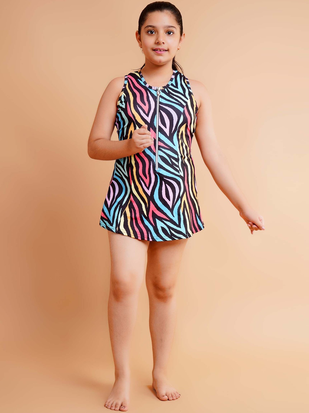 

Keepfit Girls Printed Top & Shorts Swim Set, Blue