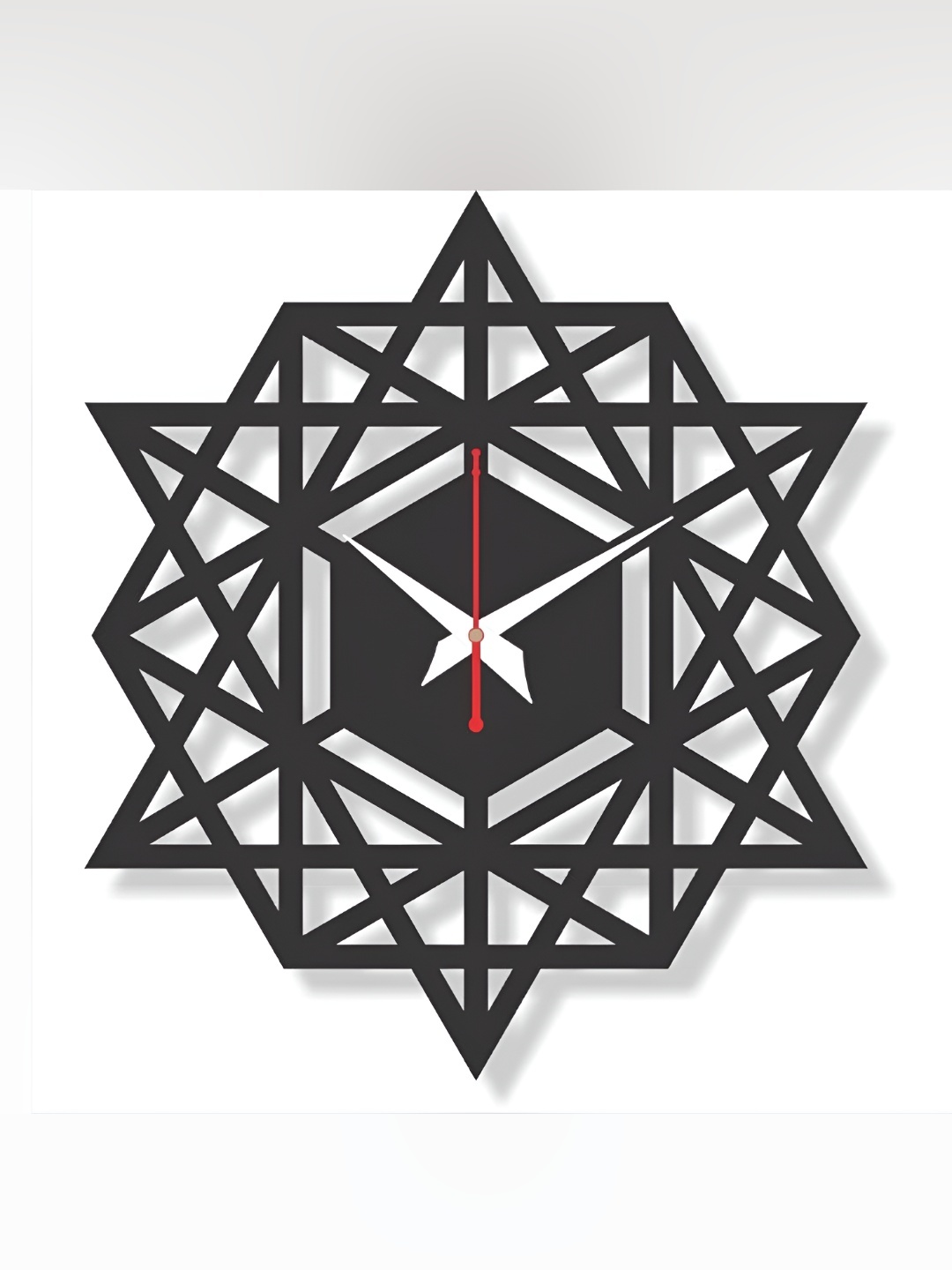 

QEZNEF Black & White Analogue Contemporary Geometric Shaped Wooden Wall Clock