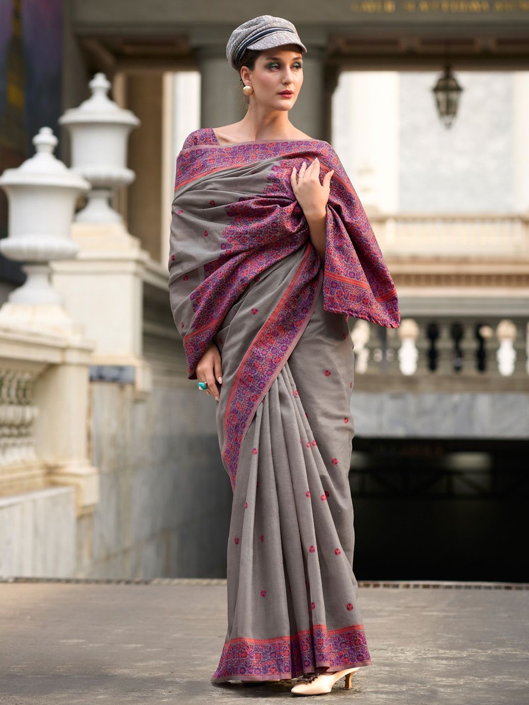 

Anouk Ethnic Motifs Woven Design Saree, Grey