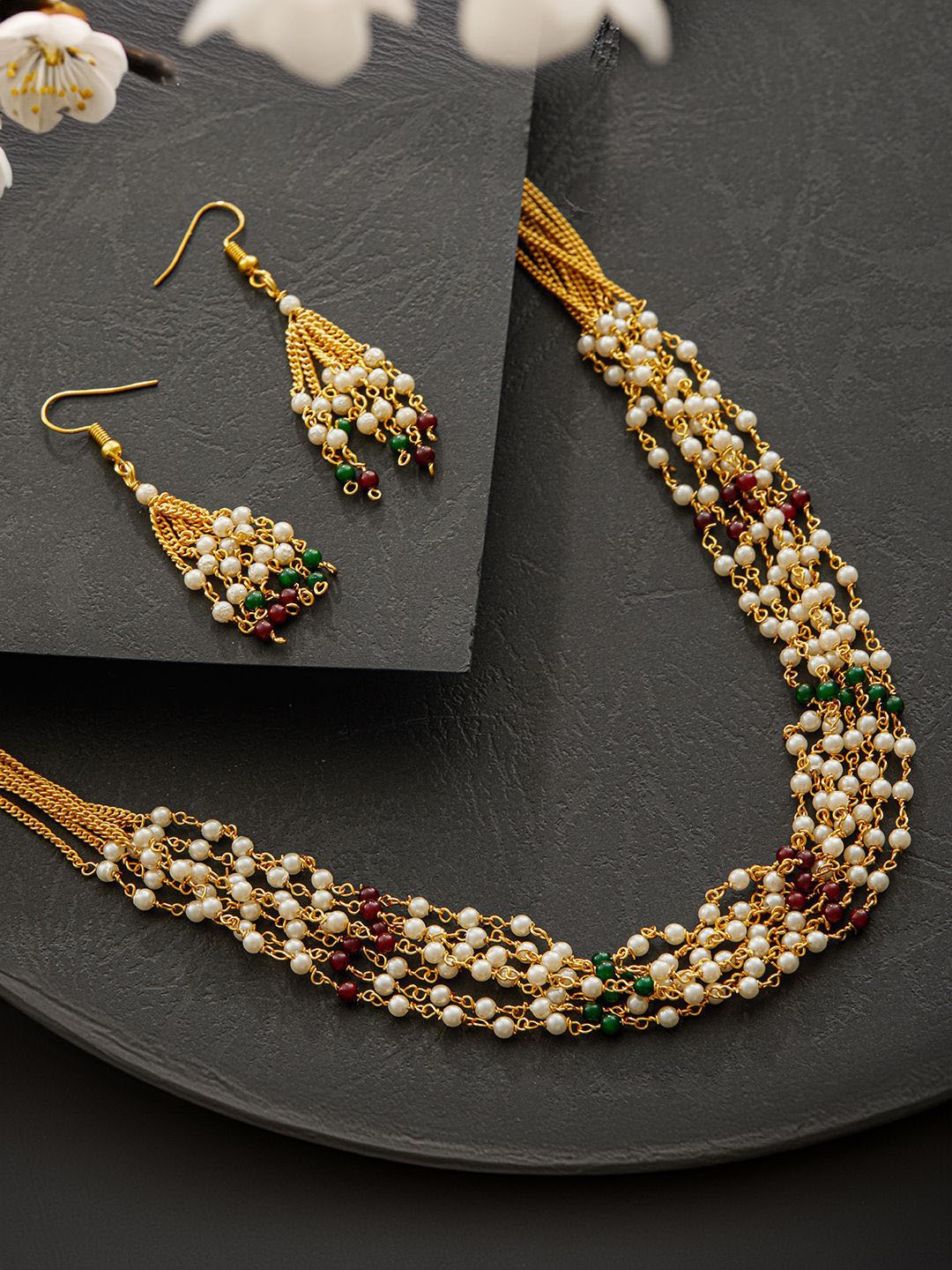 

Jazz and Sizzle Gold-Plated Pearls Beaded Layered Jewellery Set